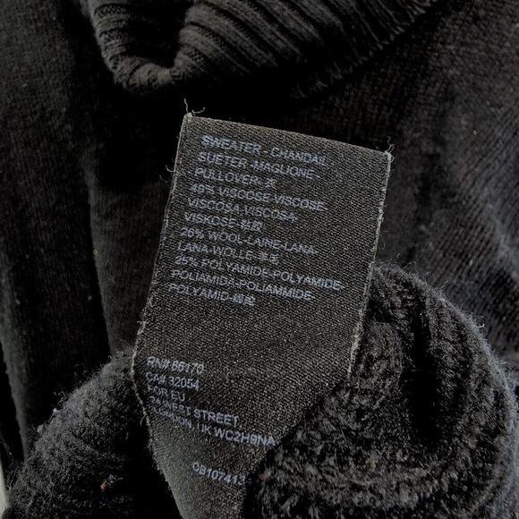 By Anthropologie Sweater Womens XS Black Turtleneck Side Slits Boxy Oversized - Picture 8 of 10